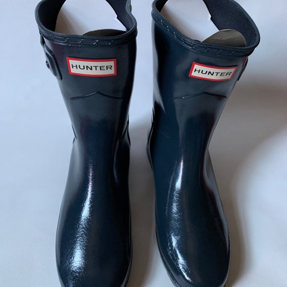 NEW RARE HUNTER Refined Short Gloss Rain Boots NAVY Size 7 - Picture 7 of 16